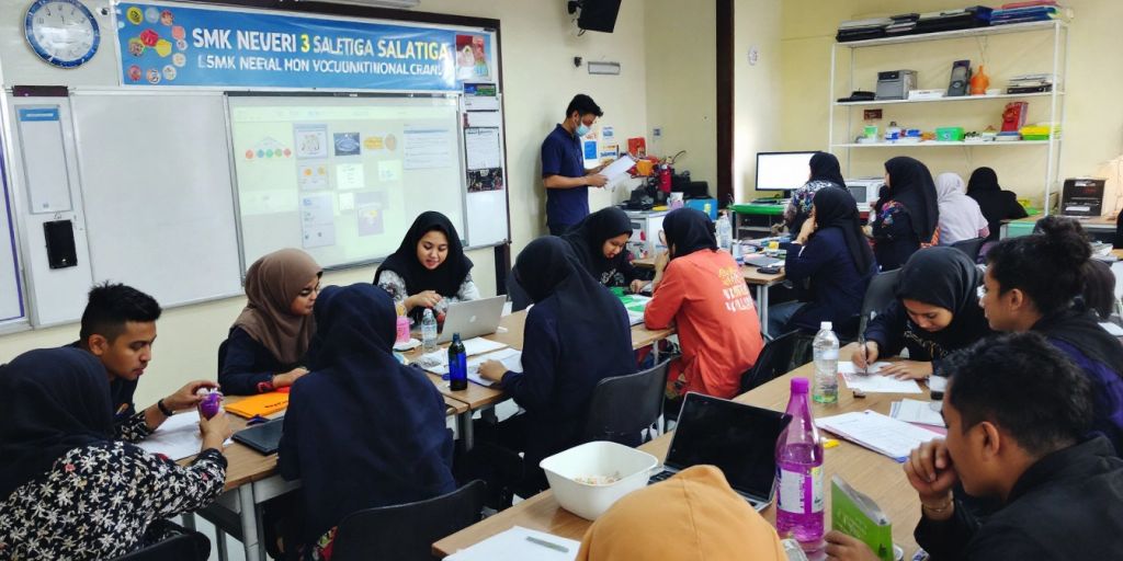 Kelas aktif di SMK Negeri 3 Salatiga dengan siswa belajar.